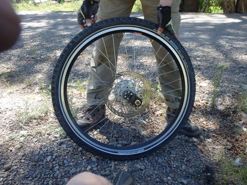 GDMBR: Terry noticed a Tire/Tube Aneurysm (a tube bulge through the tire)!